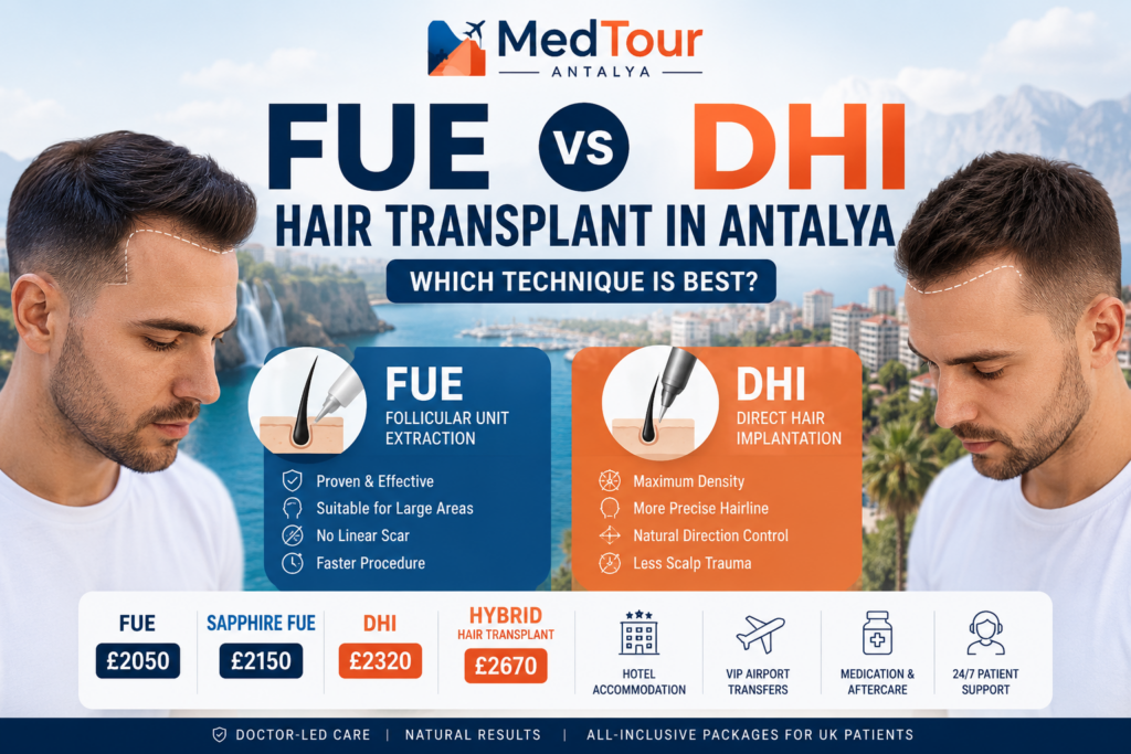 FUE vs DHI Hair Transplant in Antalya